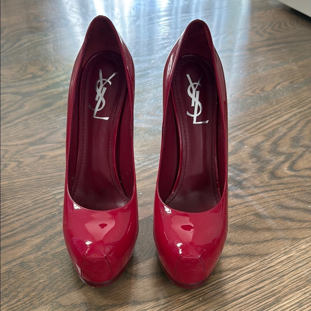 Yves Saint Laurent Red Patent Leather Stiletto Heels